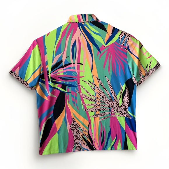 Sunday Swagger Men's 2XL Golf Polo Neon Pink Blue Green Floral Performance Shirt - Picture 6 of 7